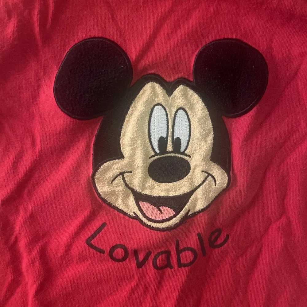 DISNEYLAND PARKS RED‎ MICKEY BODYSUIT LOVABLE SIZE 18 MO SNAPBOTTOM